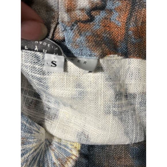 Bryn Walker Ansel Tunic Top Burdock Blue Floral Linen Blend Small - Picture 5 of 13